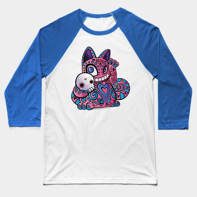 Lucky Sugar Cat Baseball T-Shirt by Shanimation